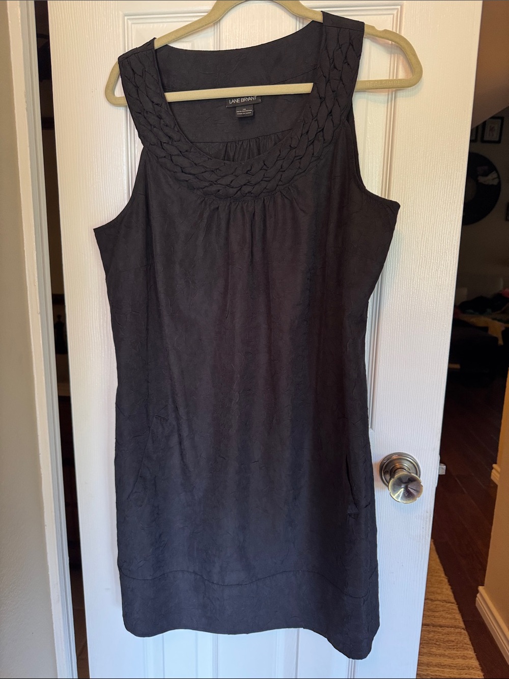 Lane Bryant Black Braided Neckline Sleeveless Shift Dress